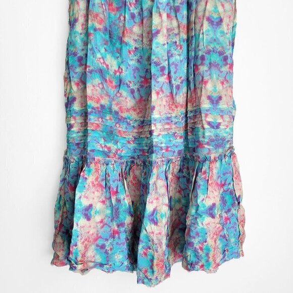 NWT Anthropologie Pepin  Willa Watercolor Ruched Shoulder Boho Mini Dress - Picture 6 of 12